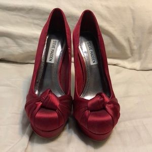 Red silk Steve Madden pumps